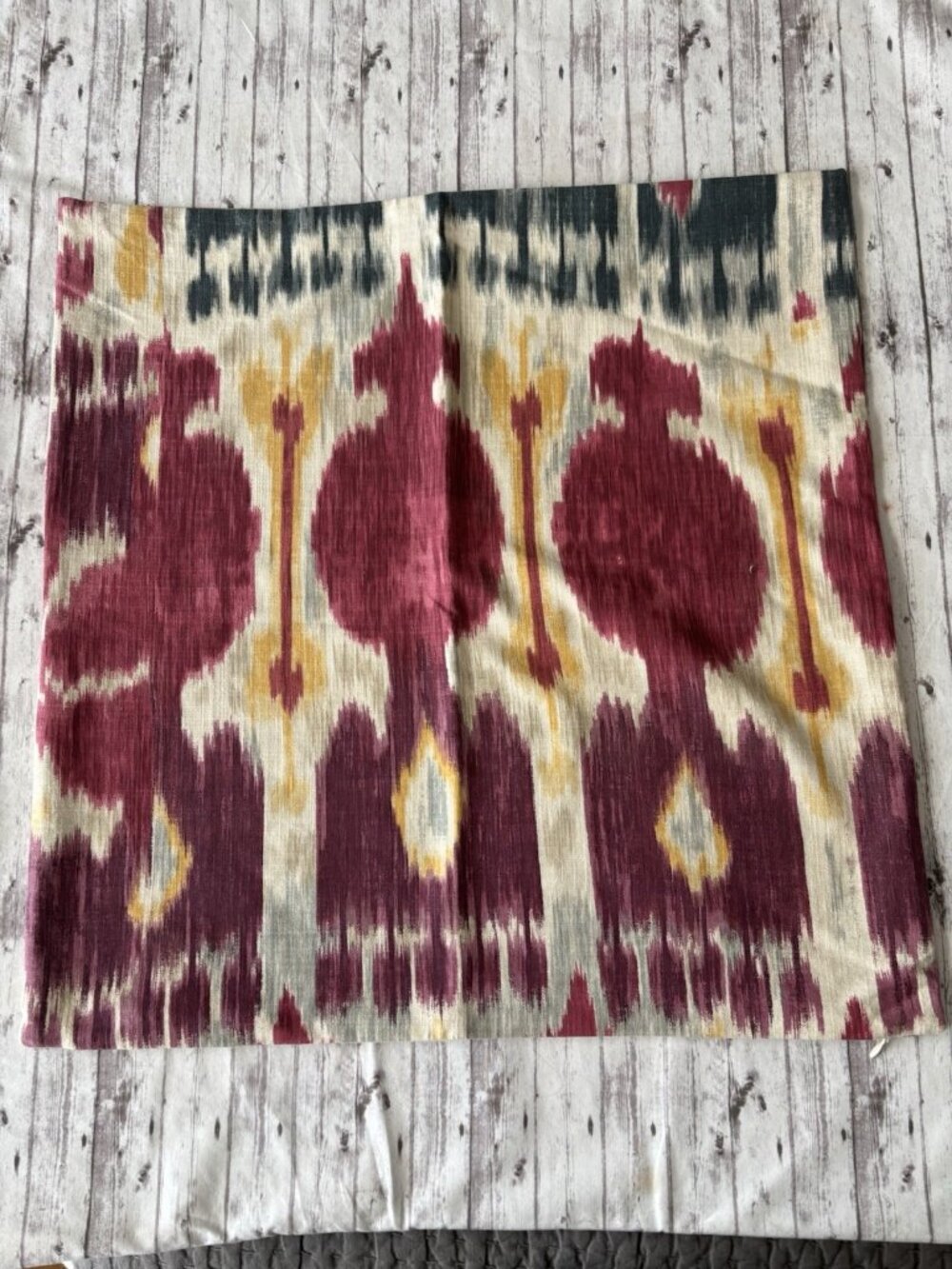 Pottery Barn Inez Ikat Large 24” Pillow Cover Sham Red Ivory